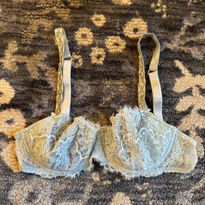 Victoria's Secret Light Blue Lace Jeweled and Beaded Bra